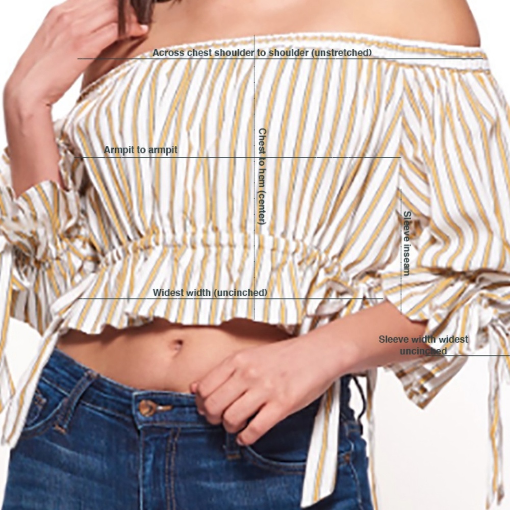 🌴Striped Off Shoulder Crop Top w/ Tie Detail🌴 - Picture 6 of 7